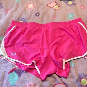 Under Armour Hot Pink Women's Athletic Shorts with White Trim